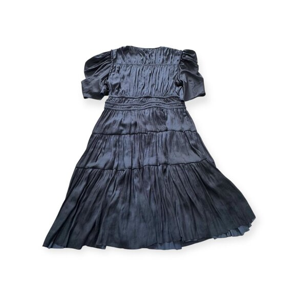 Ulla Johnson Azaria Dress Midnight Plissé Satin Mini Size 12 NWT $575 - Picture 7 of 15